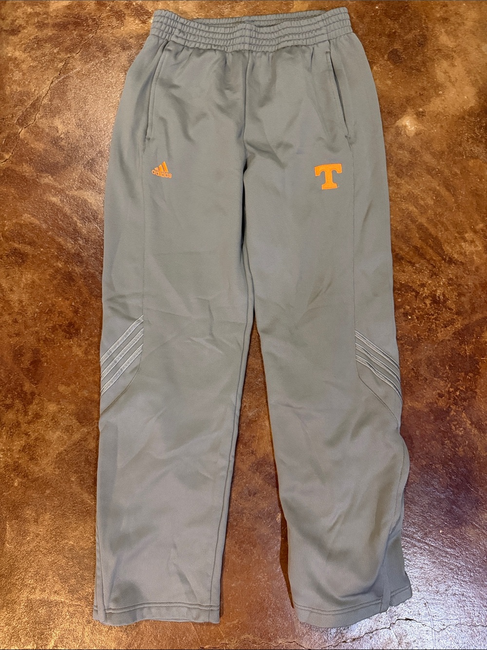 adidas Gray Track Pants with Orange Logo